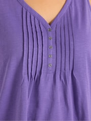 Evans Purple Sleeveless Henley Top - Image 3 of 5