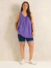 Evans Purple Sleeveless Henley Top - Image 4 of 5