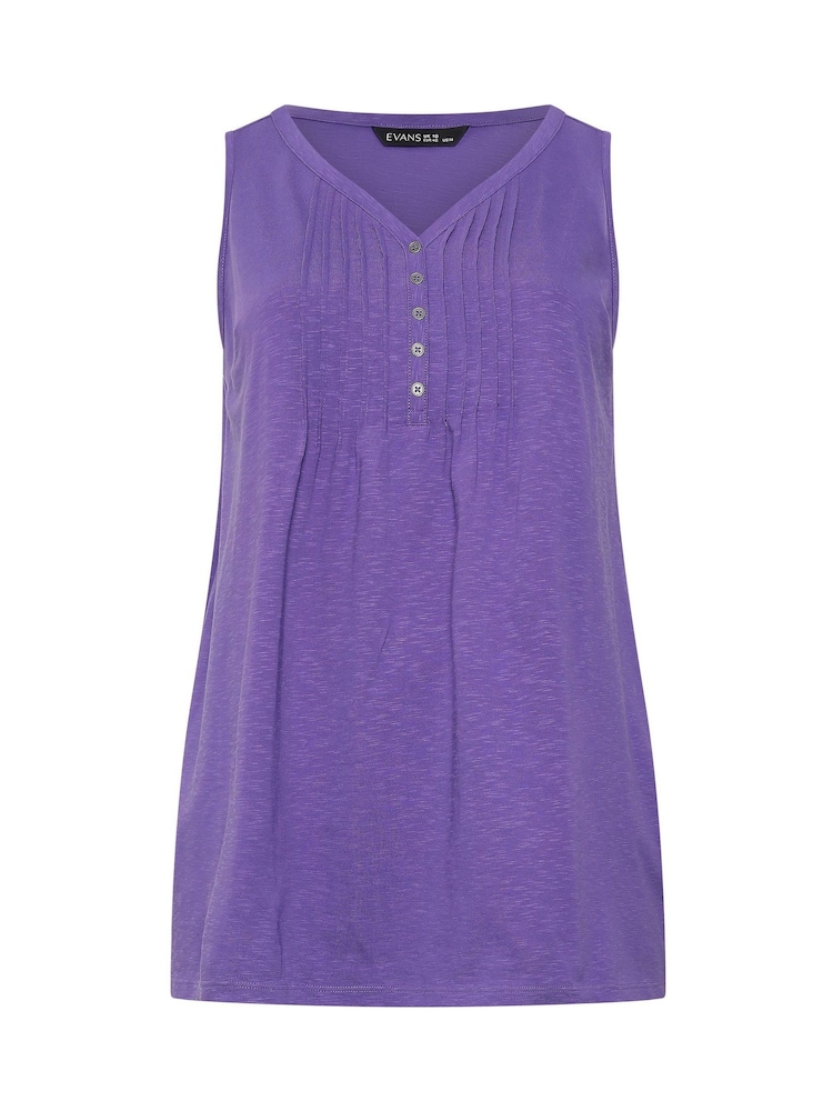 Evans Purple Sleeveless Henley Top - Image 5 of 5