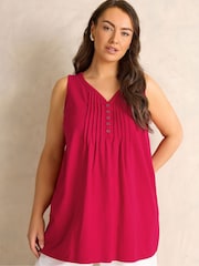 Evans Red Sleeveless Henley Top - Image 1 of 5