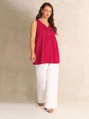 Evans Red Sleeveless Henley Top - Image 2 of 5