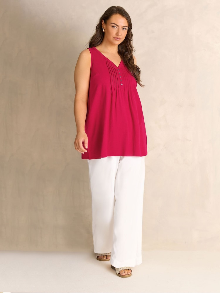 Evans Red Sleeveless Henley Top - Image 2 of 5