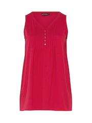 Evans Red Sleeveless Henley Top - Image 5 of 5