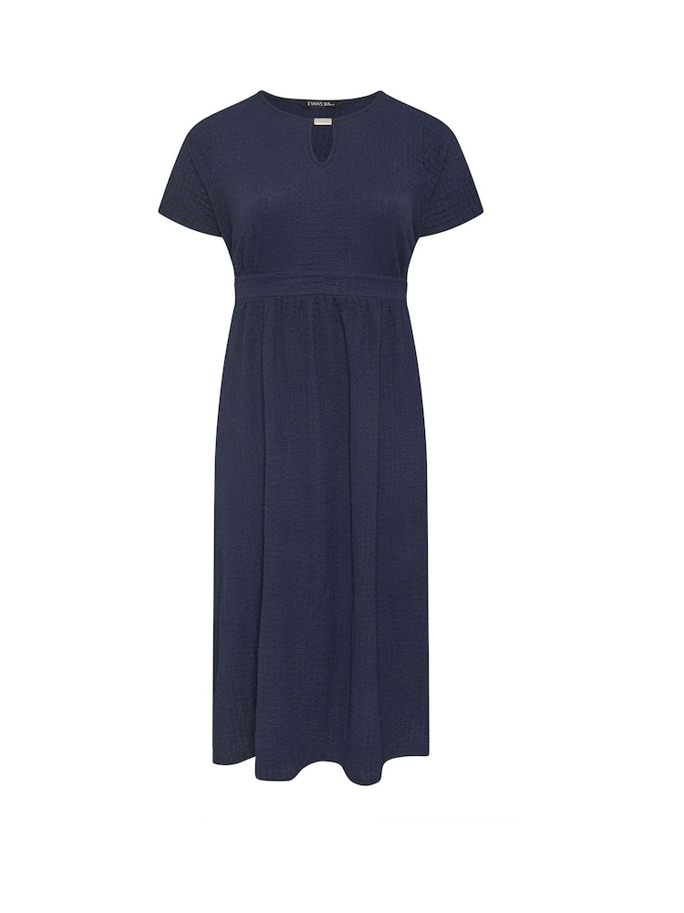 Evans Blue Textured Bar Detail Dress - Image 5 of 5