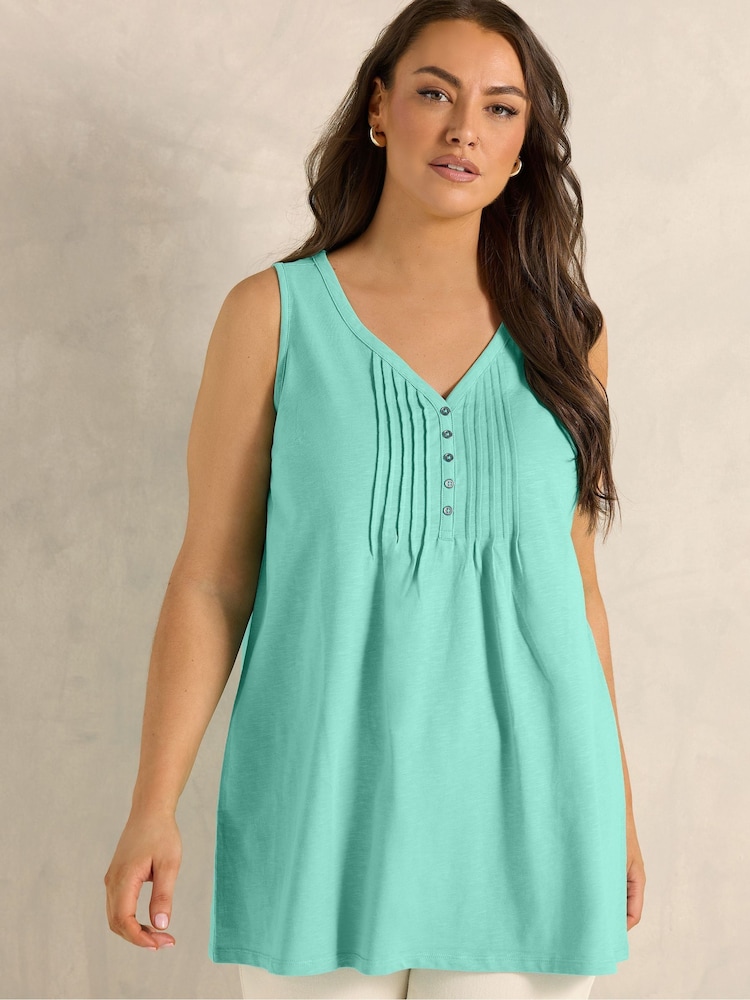 Evans Blue Sleeveless Henley Top - Image 1 of 5