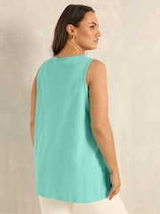Evans Blue Sleeveless Henley Top - Image 2 of 5