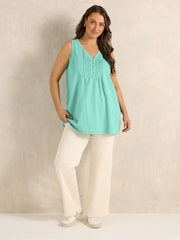 Evans Blue Sleeveless Henley Top - Image 3 of 5
