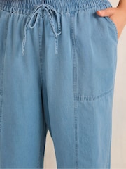 Evans Blue Cropped Wide Leg Pull On Trousers - Image 4 of 5