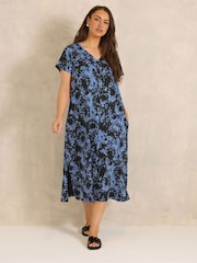 Evans Navy Blue Short Sleeve Slub Jersey Dress - Image 2 of 5