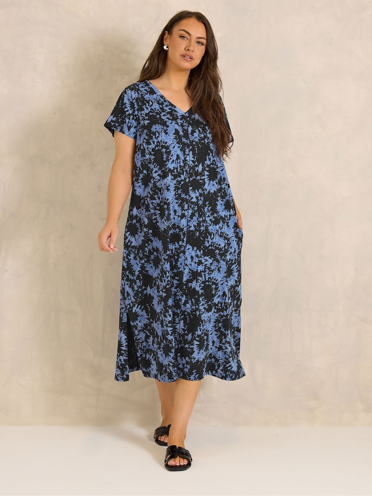 Evans Navy Blue Short Sleeve Slub Jersey Dress - Image 2 of 5