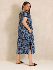 Evans Navy Blue Short Sleeve Slub Jersey Dress - Image 3 of 5