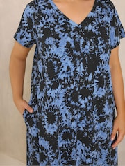 Evans Navy Blue Short Sleeve Slub Jersey Dress - Image 4 of 5