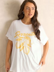 Evans White Lemon Print Graphic T-Shirt - Image 1 of 5