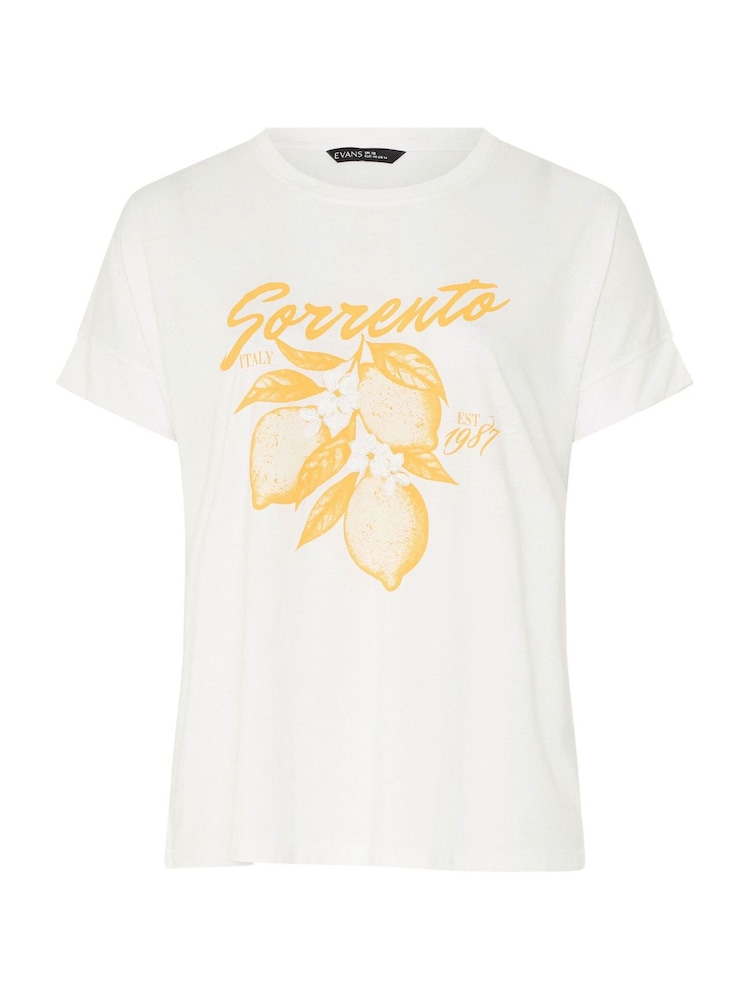 Evans White Lemon Print Graphic T-Shirt - Image 5 of 5