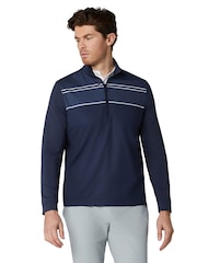 Callaway Golf Blue Blocked Printed Chev Textured Pullover Jumper - Image 1 of 6