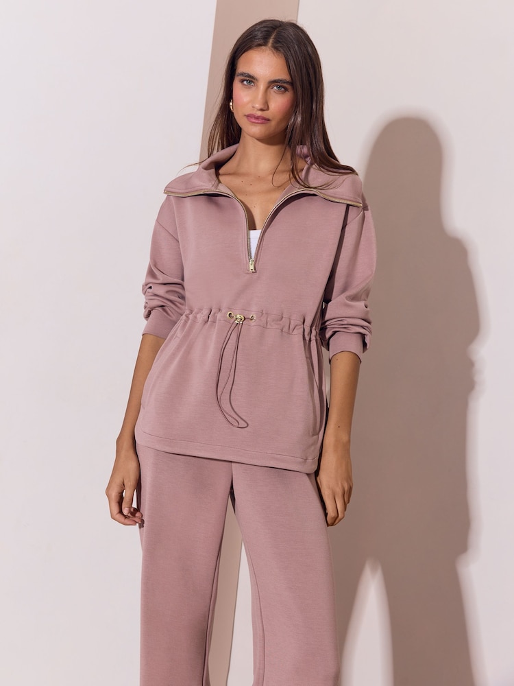 Lipsy Drawstring Waist Quater Loungewear Set Zip with Modal - Bilde 1 av 6 Lipsy Drawstring Waist Quater Loungewear Set Zip with Modal - Bilde 1 av 6