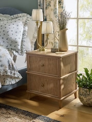 Laura Ashley Light Oak Barcombe 2 Drawer Bedside Table - Image 1 of 8