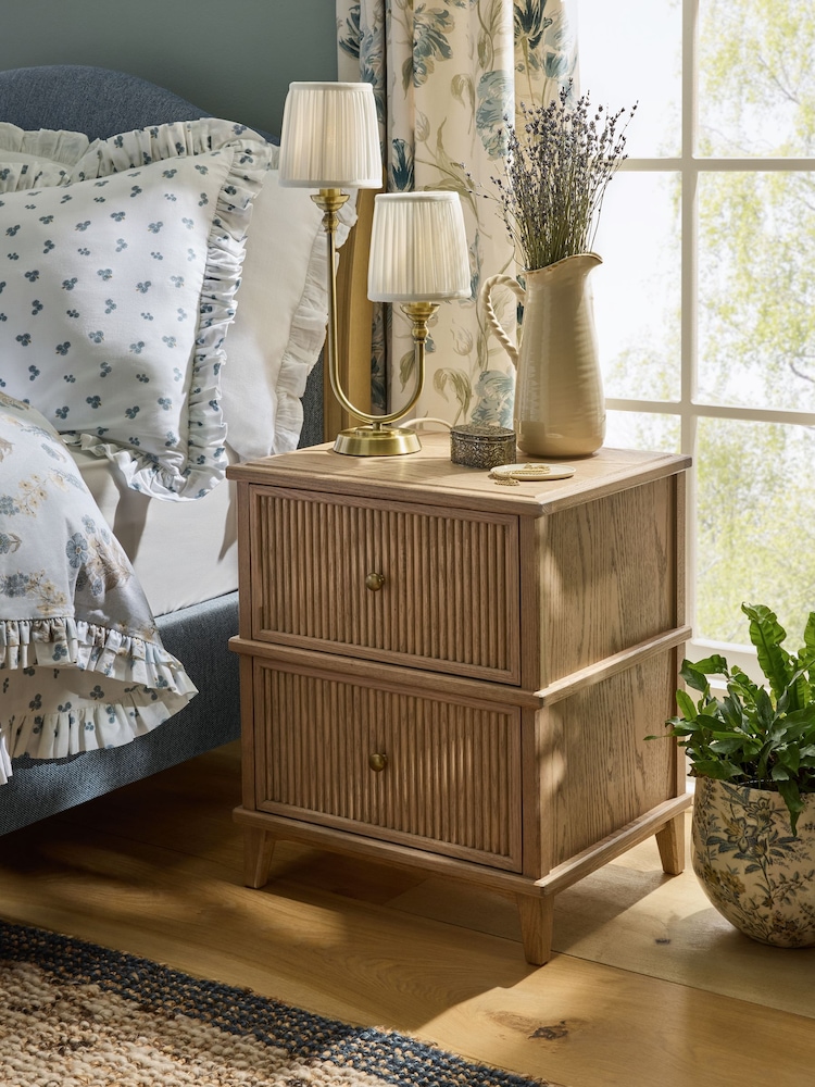 Laura Ashley Light Oak Barcombe 2 Drawer Bedside Table - Image 1 of 8 Laura Ashley Light Oak Barcombe 2 Drawer Bedside Table - Image 1 of 8