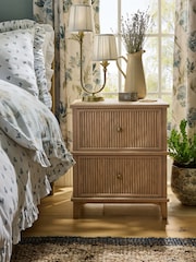Laura Ashley Light Oak Barcombe 2 Drawer Bedside Table - Image 2 of 8