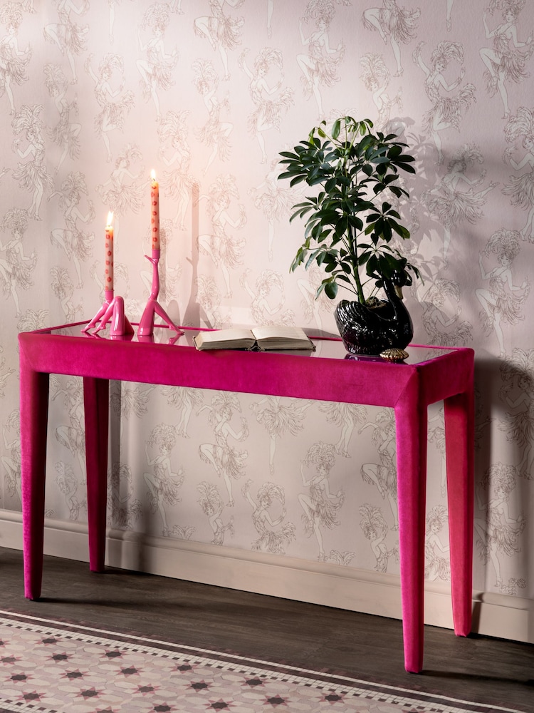 Rockett St George Luxe Needlecord Velvet Harrys Pink Starlet Console Table - Image 1 of 10