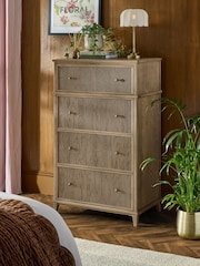 Laura Ashley Light Oak Barcombe 4 Drawer Tall Chest of Drawers - Image 1 of 8