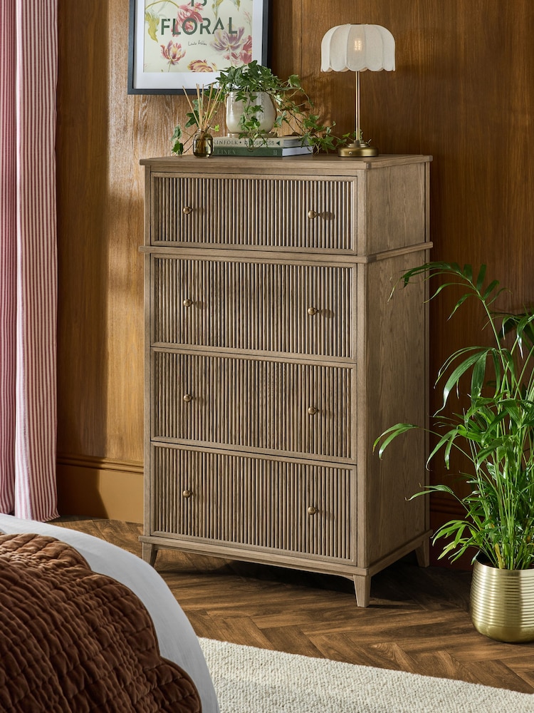 Laura Ashley Light Oak Barcombe 4 Drawer Tall Chest of Drawers - Image 1 of 8