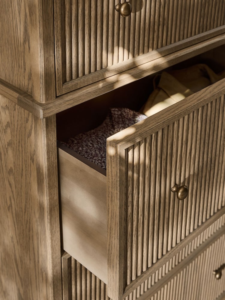 Laura Ashley Light Oak Barcombe 4 Drawer Tall Chest of Drawers - Image 2 of 8