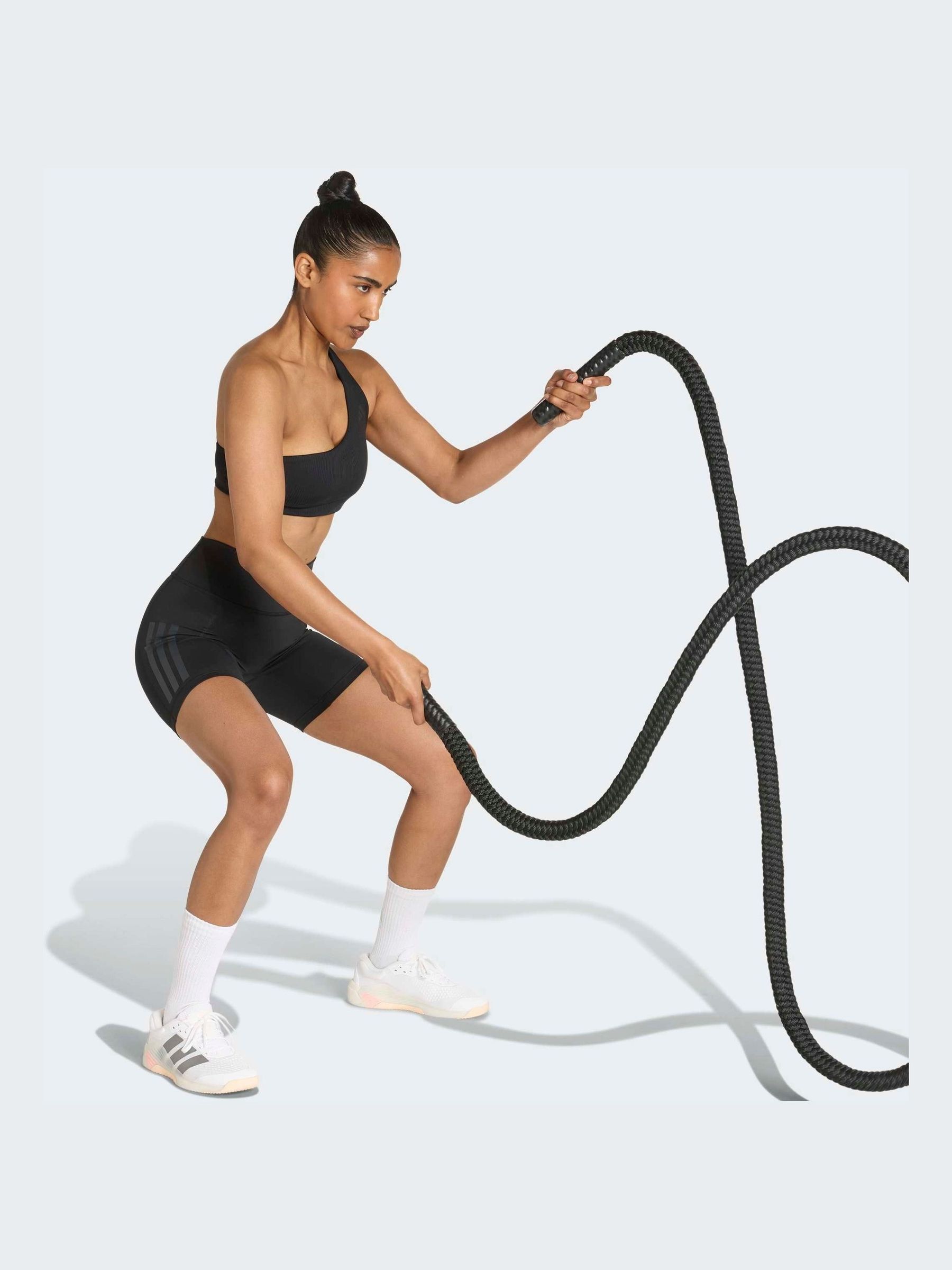 Buy adidas Black Optime Workout Rib One Shoulder Light Support Bra