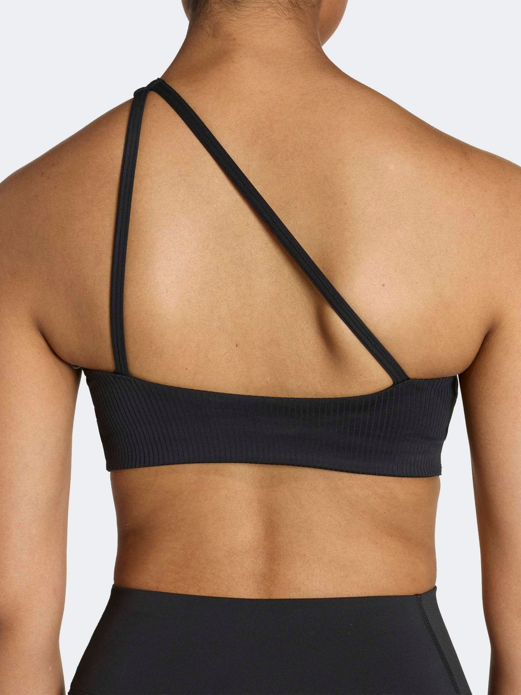 Buy adidas Black Optime Workout Rib One Shoulder Light Support Bra