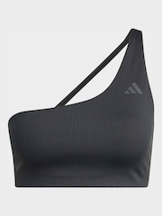 adidas Black Optime Workout Rib One Shoulder Light Support Bra - Image 5 of 6