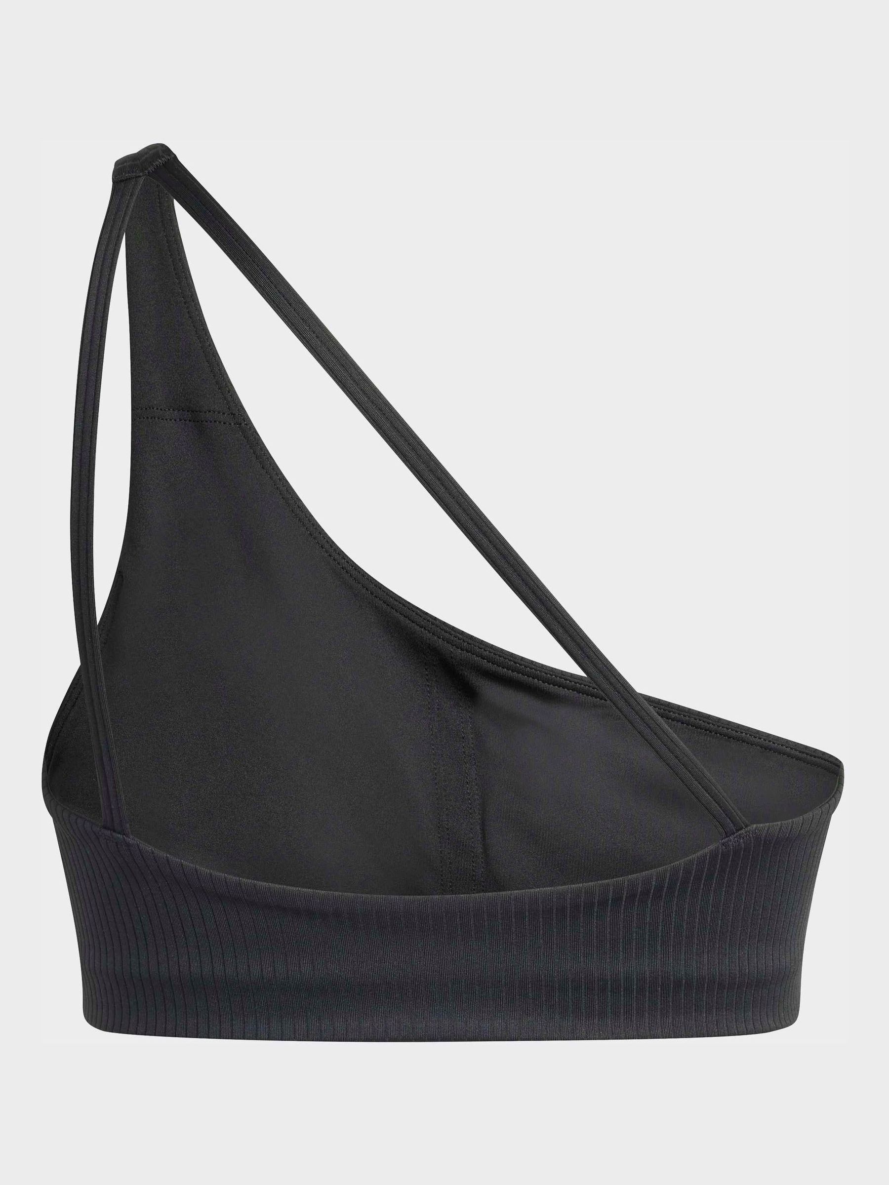 Buy adidas Black Optime Workout Rib One Shoulder Light Support Bra