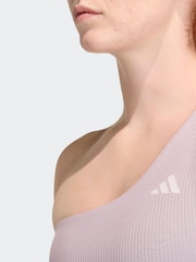 adidas Purple Optime Workout Rib One Shoulder Light Support Bra - Image 4 of 8