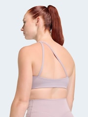 adidas Purple Optime Workout Rib One Shoulder Light Support Bra - Image 5 of 8