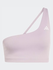 adidas Purple Optime Workout Rib One Shoulder Light Support Bra - Image 7 of 8
