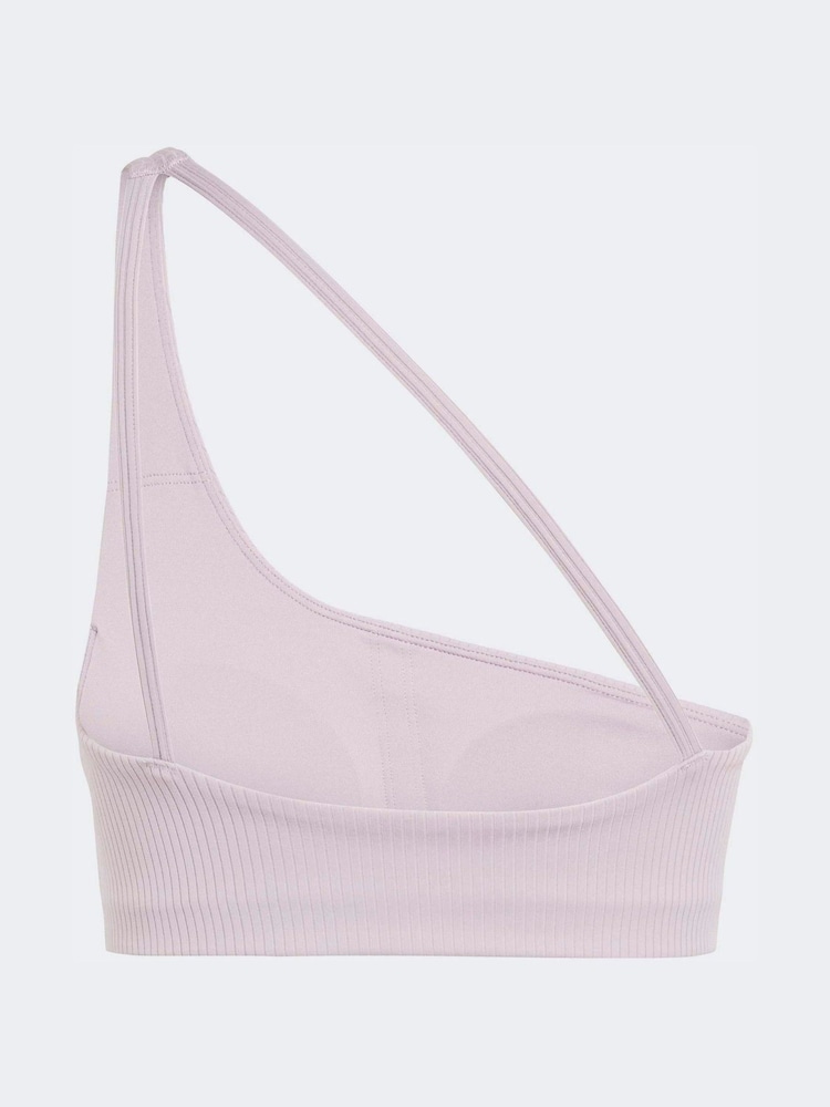 adidas Purple Optime Workout Rib One Shoulder Light Support Bra - Image 8 of 8