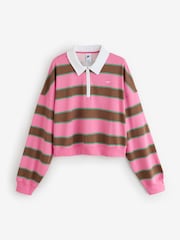 Nike Pink Sicle Stripe Long Sleeve Polo Top - Image 1 of 1