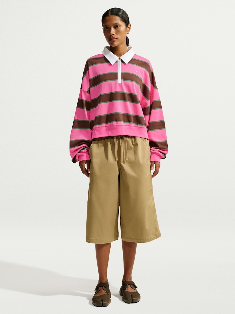 Nike Pink Sicle Stripe Long Sleeve Polo Top - Image 2 of 6 Nike Pink Sicle Stripe Long Sleeve Polo Top - Image 2 of 6