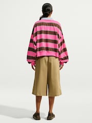 Nike Pink Sicle Stripe Long Sleeve Polo Top - Image 4 of 6