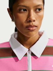 Nike Pink Sicle Stripe Long Sleeve Polo Top - Image 5 of 6