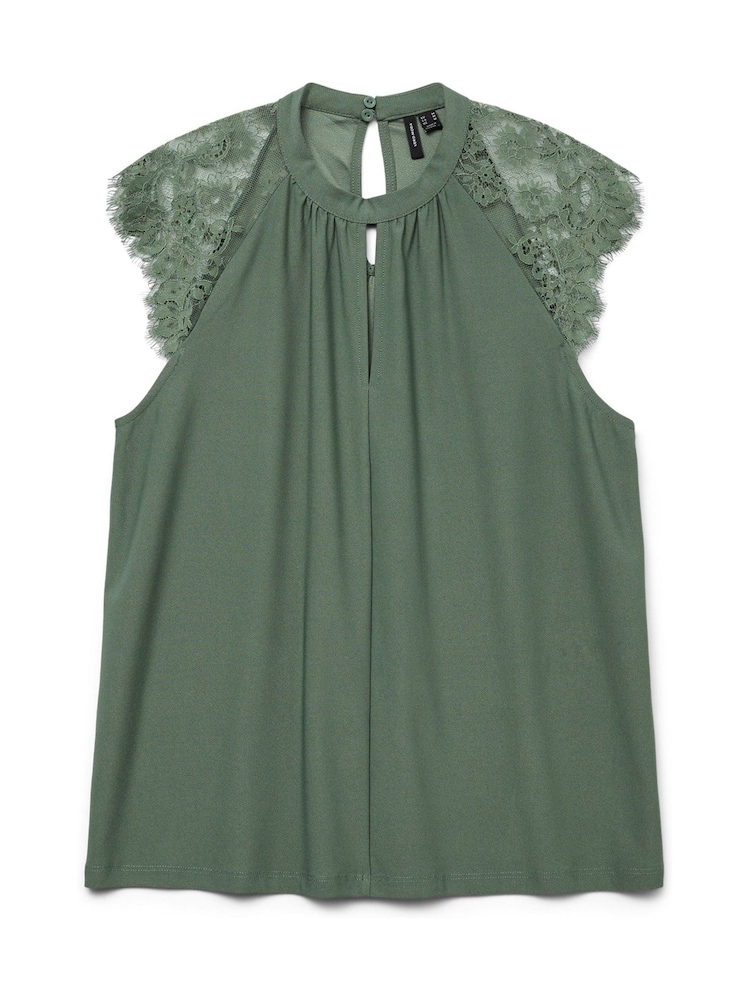 Vero Moda Green Sleeveless Lace Trim Top - Image 5 of 5 Vero Moda Green Sleeveless Lace Trim Top - Image 5 of 5