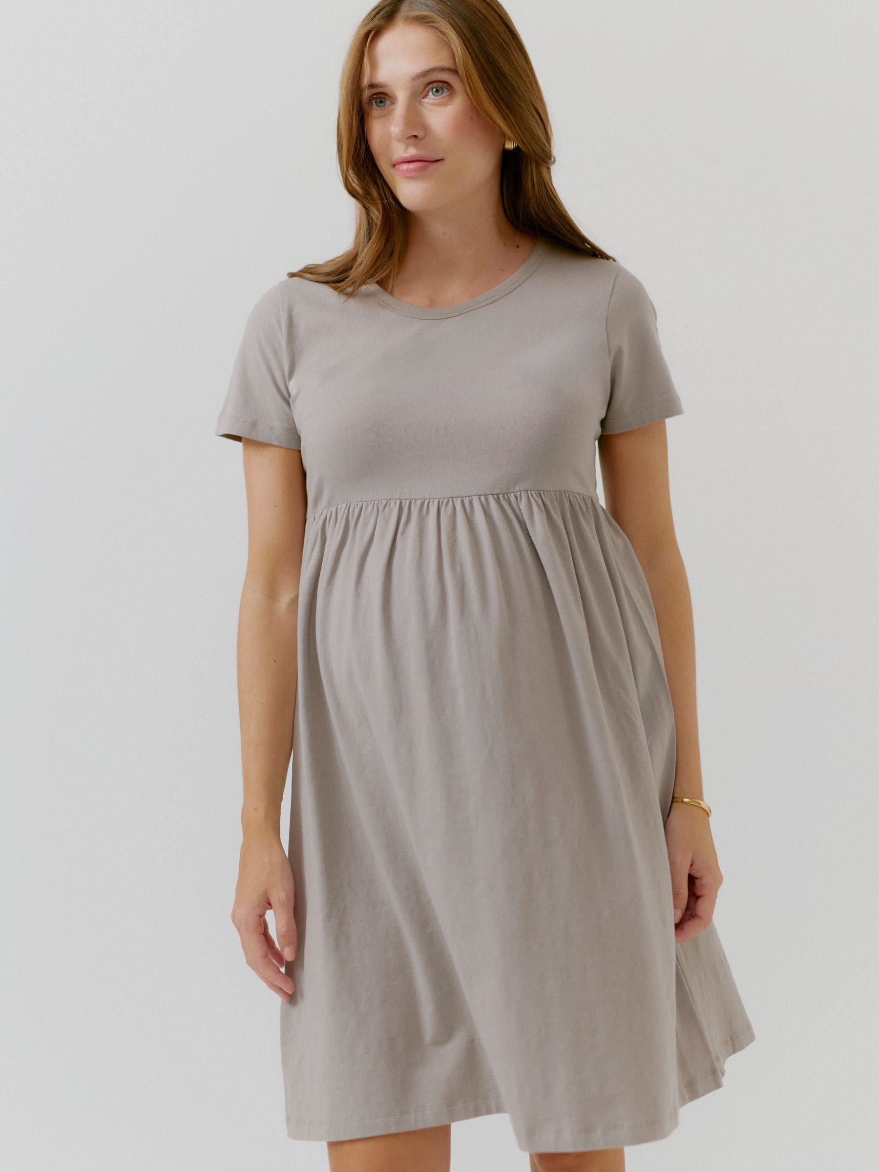 Buy Mamalicious Grey Maternity Short Sleeve Fit and Flare Dress