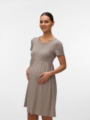 Mamalicious Grey Maternity Short Sleeve Fit and Flare Dress - Image 1 of 4