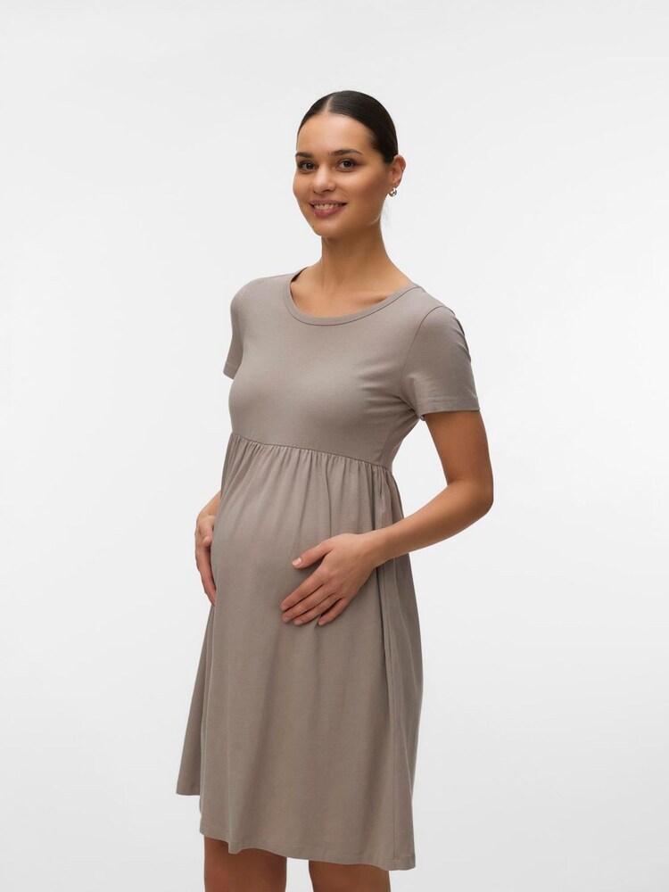 Mamalicious Grey Maternity Short Sleeve Fit and Flare Dress - Image 1 of 4