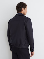 Reiss Navy Americas Lyocell-Cotton Twill Bomber Jacket - Image 5 of 7