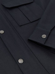 Reiss Navy Americas Lyocell-Cotton Twill Bomber Jacket - Image 7 of 7