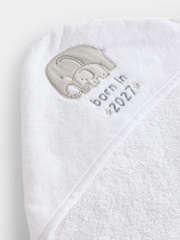 JoJo Maman Bébé Light Grey Born in 2027 Hooded Towel & Wash Mitt - Image 6 of 6