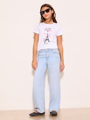 Lipsy White Paris Graphic T-Shirt (5-16yrs) - Image 4 of 5
