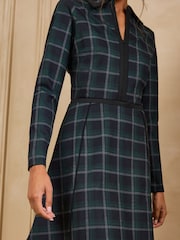 Love & Roses Black Collared Check Ponte Long Sleeve Mini Dress - Image 5 of 5