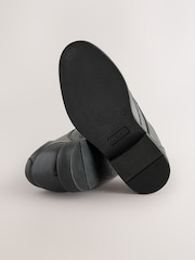 Black Smart Leather Elastic Lace School Shoes - Image 3 of 5