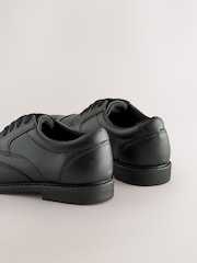 Black Smart Leather Elastic Lace School Shoes - Image 4 of 5